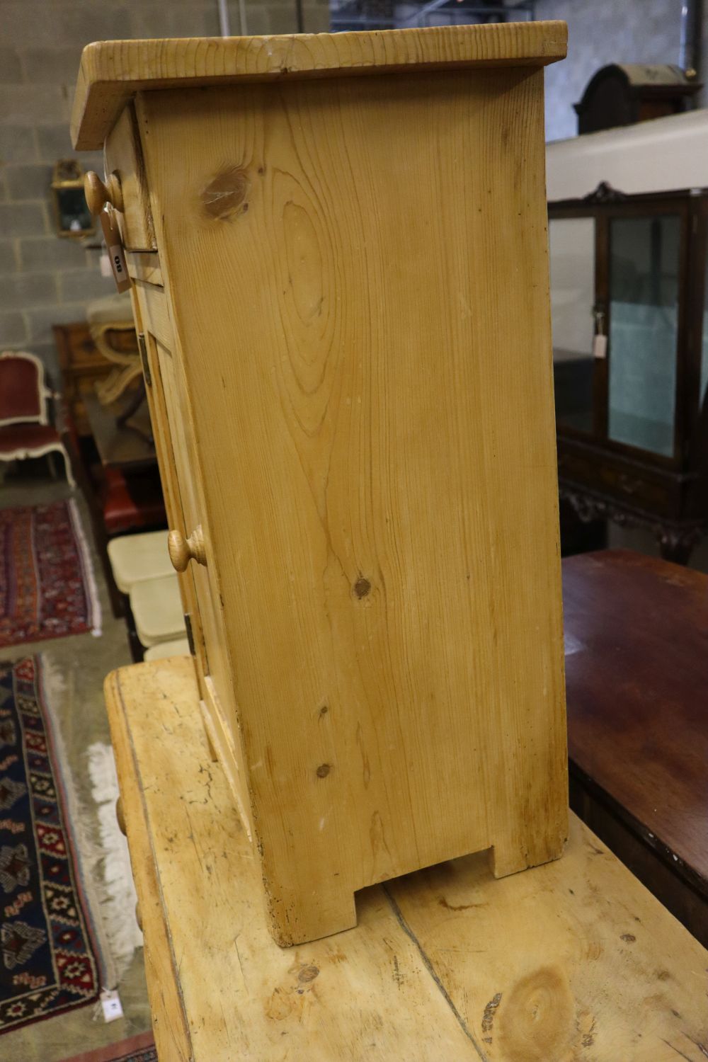 A Victorian pine bedside cabinet, width 42cm, depth 32cm, height 72cm